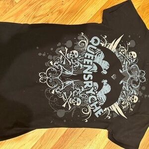 Queensryche Juniors T-Shirt 2-Sided Spell Out Logo Skull Wings Rock‎ Band Tee XL